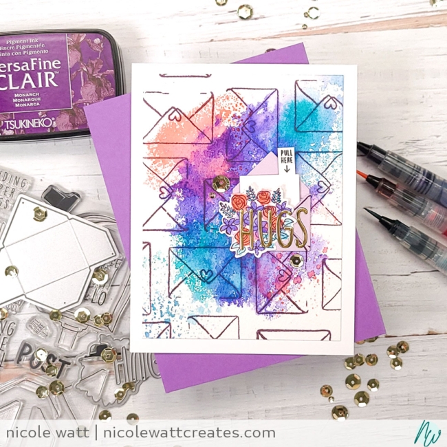 greeting card featuring concord & 9th mail drop interactive stamp set and ink smooshing