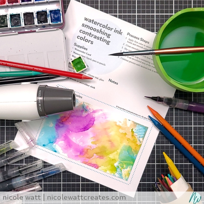 technique for ink smooshing in contrasting or complementary colors