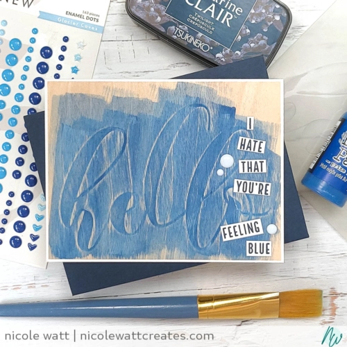 greeting card featuring altenew mega hello embossing folder